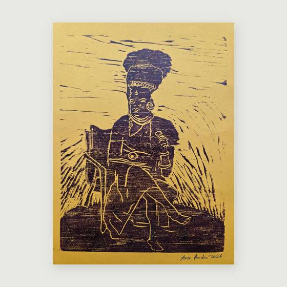 Rainha Vânia Oliveira, xilogravura, 2026